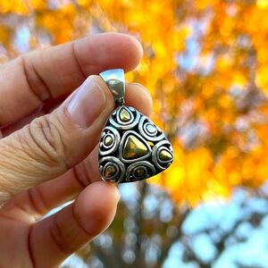 Sterling Silver and Gold tone Geometric Pendant
